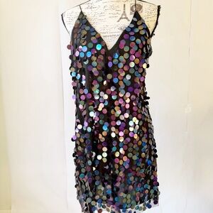 Like new cocktail party dress with multi color sequin paillettes